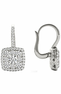1.23 TCW White Gold Diamond Halo Pave Square Earrings E21965W