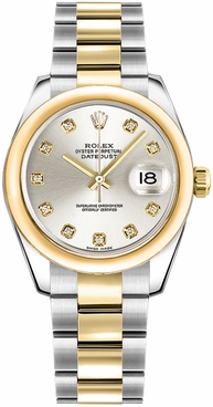 Rolex Datejust 31 Silver Diamond Dial Women's Watch 178243-0022