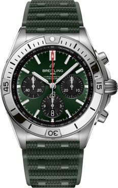 Breitling Chronomat B01 42 Green Rubber Strap Men's Watch AB0134101L2S1