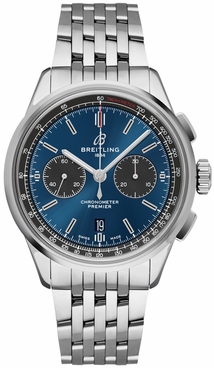 Breitling Premier B01 Chronograph 42 Blue Dial Steel Men's Watch AB0118A61C1A1