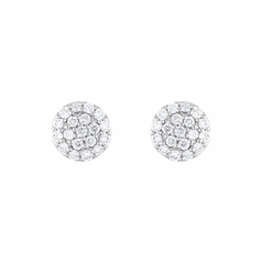 Diamond Cluster Earrings, 0.45 Carat on Solid 18k White Gold E145WDIA