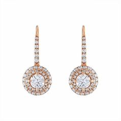 Diamond Drop Earrings, 1.10 Carat on Solid 18k Rose Gold E160RDIA