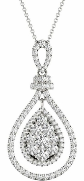Diamond Oval Pendant, 1.03 Carat on 18k White Gold P20245W