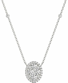Diamond Oval Pendant, .71 Carat on Solid 18k White Gold P20243W
