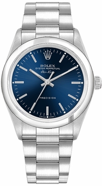 Rolex Air King 34mm Blue Dial Midsize Watch 14000