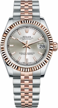 Rolex Datejust 31 Rose Gold & Steel Silver Dial Watch 178271-0003 