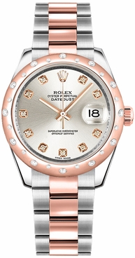 Rolex Datejust 31 Silver Diamond Oyster Bracelet Watch 178341-0033