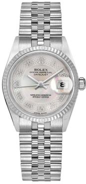 Rolex Datejust 31 18k White Gold Fluted Bezel Stainless Steel Women's Watch 78274