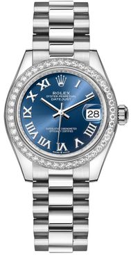 Rolex Datejust 31 Blue Roman Dial & Diamond Bezel Women's Watch 278289RBR-0023