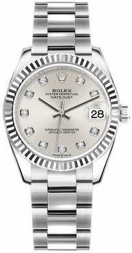 Rolex Datejust 31 Silver Diamond Dial Women's Watch 278274-0029