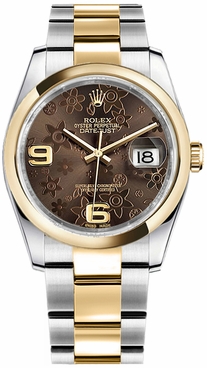 Rolex Datejust 36 Bronze Floral Dial Watch 116203-0188
