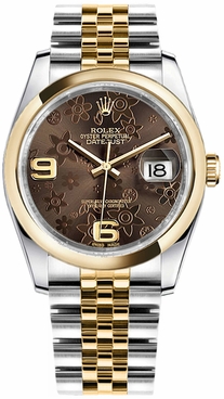 Rolex Datejust 36 Bronze Floral Jubilee Bracelet Watch 116203-0163