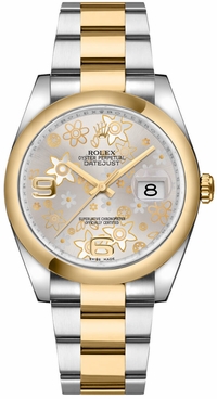 Rolex Datejust 36 Silver Floral Dial Watch 116203-0146