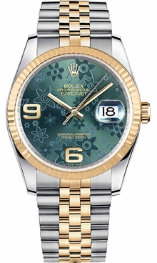 Rolex Datejust 36 Green Floral Dial Watch 116233