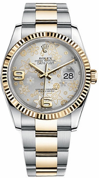 Rolex Datejust 36 Silver Floral Dial Watch 116233-0182