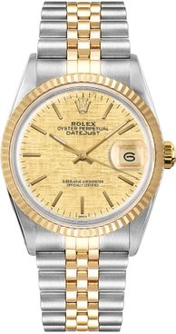 Rolex Datejust 36 Champagne Linen Dial Unisex Watch 16013