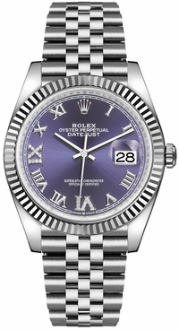 Rolex Datejust 36 Aubergine Dial Fluted Bezel Women's Watch 126234-0021