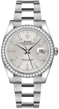 Rolex Datejust 36 Silver Dial Diamond Bezel Unisex Watch 126284RBR-0006