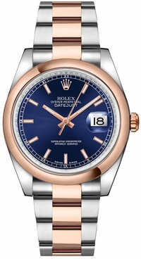 Rolex Datejust 36 Blue Dial Oystersteel & Everose Gold Unisex Watch 116201