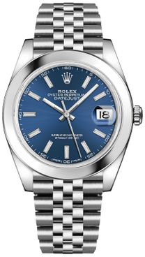 Rolex Datejust 41 Blue Dial Domed Bezel Oystersteel Men's Watch 126300-0002