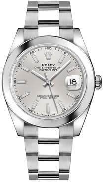 Rolex Datejust 41 Men's Silver Dial Domed Bezel Watch 126300-0003