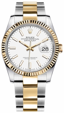 Rolex Datejust 36 White Index Dial Oyster Bracelet Unisex Watch 126233-0020