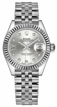 Rolex Lady-Datejust 28 White Gold Fluted Bezel Women's Watch 279174-0021