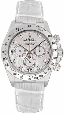 Rolex Cosmograph Daytona White Leather Strap Men's Watch 116519