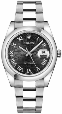 Rolex Datejust 36 Black Jubilee Roman Numeral Watch 116200