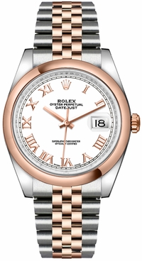 Rolex Datejust 36 White Roman Numeral Jubilee Bracelet Watch 116201-0074