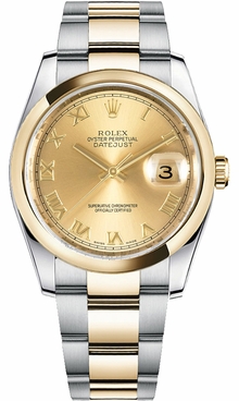 Rolex Datejust 36 Champagne Dial Steel & Gold Watch 116203-0128
