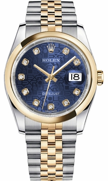 Rolex Datejust 36 Blue Diamond Jubilee Automatic Watch 116203