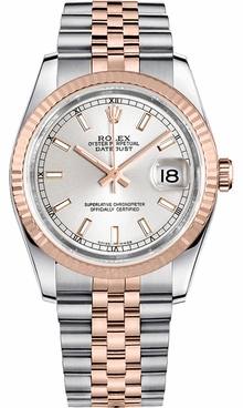 Rolex Datejust 36 Silver Dial Fluted Bezel Watch 116231