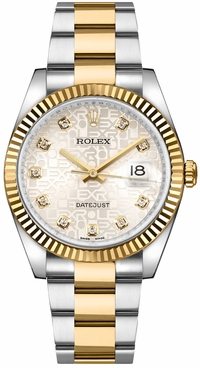Rolex Datejust 36 Silver Diamond Dial Oyster Bracelet Watch 116233-0168