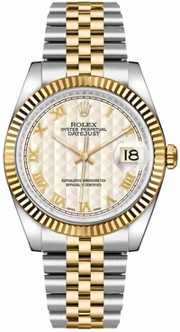Rolex Datejust 36 Ivory Dial Fluted Bezel Watch 116233
