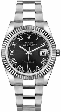 Rolex Datejust 36 Roman Numeral Black Dial Watch 116234-0146