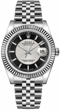 Rolex Datejust 36 Black & Silver Tuxedo Dial Steel Watch 116234