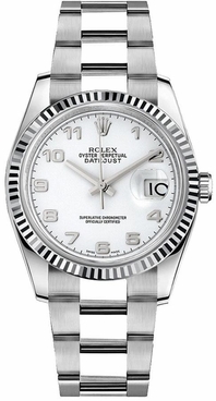 Rolex Datejust 36 White Gold Fluted Bezel Watch 116234