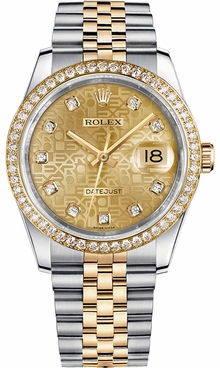 Rolex Datejust 36 Champagne Jubilee Diamond Dial Watch 116243