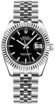 Rolex Datejust 31 Black Dial Jubilee Bracelet Watch 178274-0004