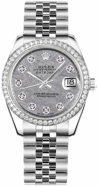 Rolex Datejust 31 Stainless Steel & White Gold Diamond Bezel Watch 178384-0041