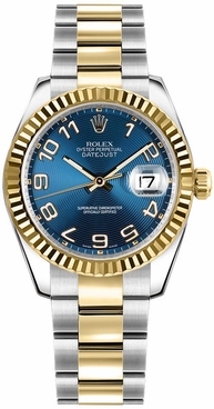 Rolex Datejust 31 Blue Dial Yellow Gold & Steel Watch 178273