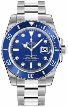 Rolex Submariner Date Blue Diamond Mens Watch M116619LB-0002