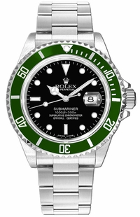 Rolex Submariner Date Green Aluminum Bezel Men's Luxury Watch 16610LV